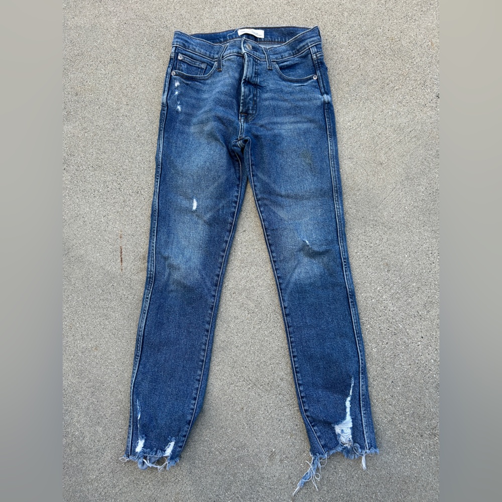 Gap High Rise Slim Distressed Blue Jeans Women Size 27